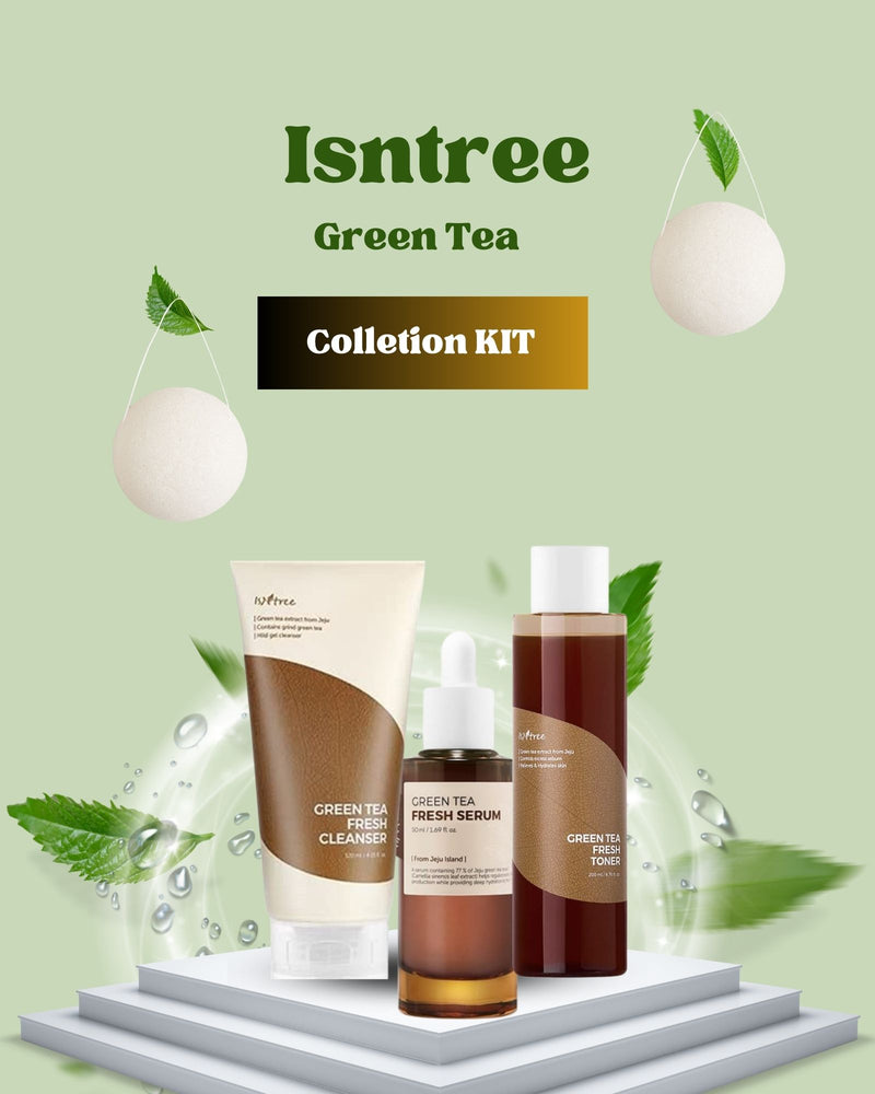 ISNTREE Green Tea Collection Kit/ 2 Esponjas húmedas Konjac